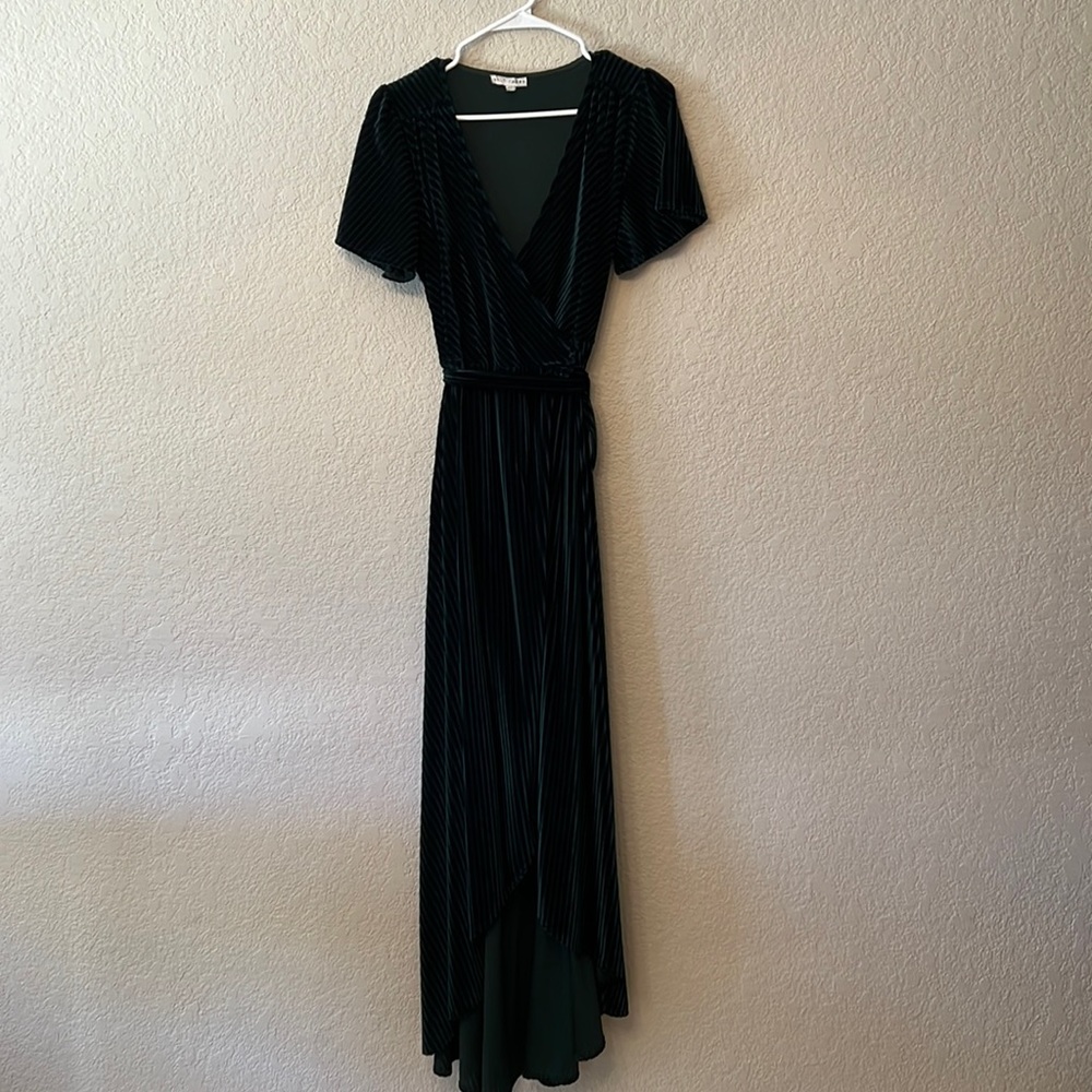Emerald Green Baltic born velvet wrap dress